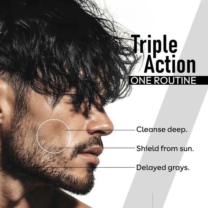 The Daily Defence Kit - Face Wash + SPF 50 PA+++ Sunscreen + Gray Guard Beard Illuminating Serum